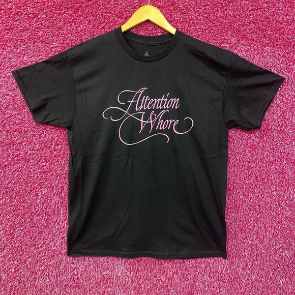 Tove Lo Attention Pink Lettering Black T-Shirt Large - Picture 1 of 4